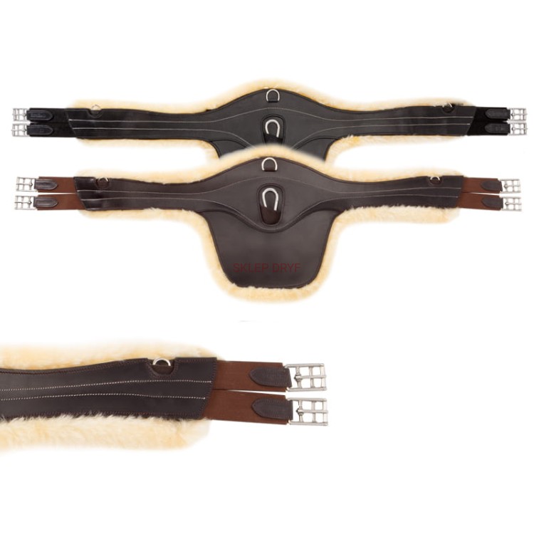 Popręg skórzany z fartuchem futro