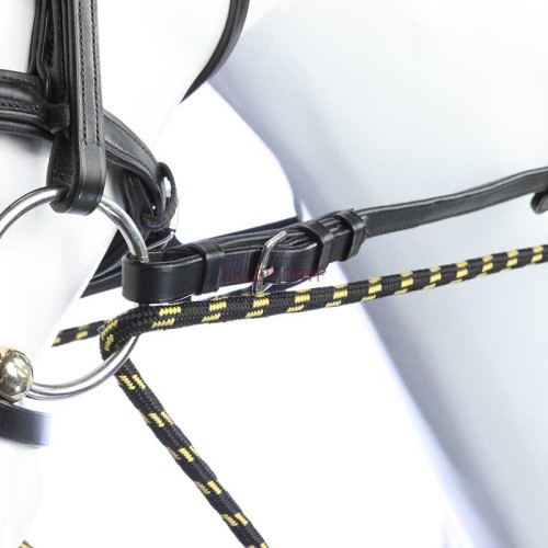 Czarna wodza skórzana ze sznurkiem Kavalkade