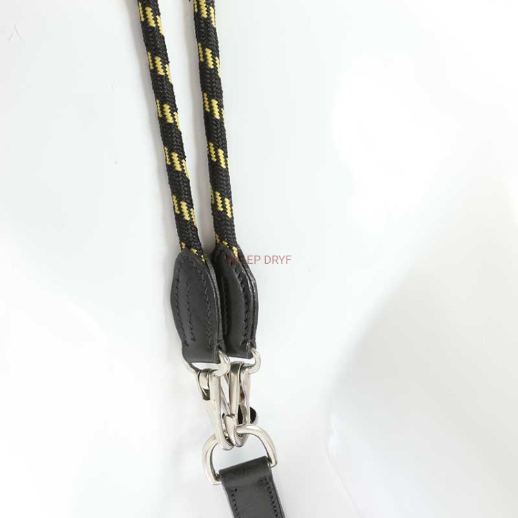 Czarna wodza skórzana ze sznurkiem Kavalkade